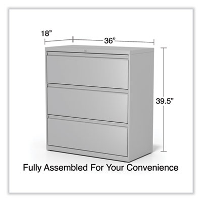 Lateral File, 3 Legal/Letter/A4/A5-Size File Drawers, Light Gray, 36