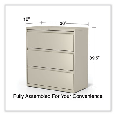 Lateral File, 3 Legal/Letter/A4/A5-Size File Drawers, Putty, 36