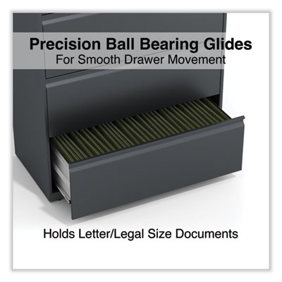Lateral File, 4 Legal/Letter/A4/A5-Size File Drawers, Charcoal, 36