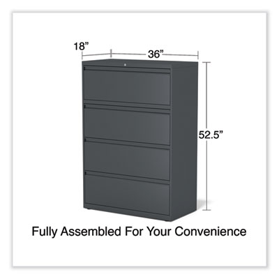 Lateral File, 4 Legal/Letter/A4/A5-Size File Drawers, Charcoal, 36