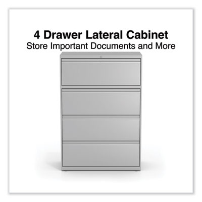 Alera Lateral File, 4 Legal/Letter-Size File Drawers, Light Gray, 36" x 18.63" x 52.5" (ALEHLF3654LG) ALEHLF3654LG