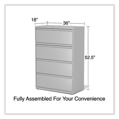 Alera Lateral File, 4 Legal/Letter-Size File Drawers, Light Gray, 36" x 18.63" x 52.5" (ALEHLF3654LG) ALEHLF3654LG