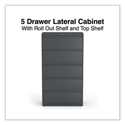 Alera Lateral File, 5 Legal/Letter/A4/A5-Size File Drawers, Charcoal, 36" x 18.63" x 67.63" (ALEHLF3667CC) ALEHLF3667CC