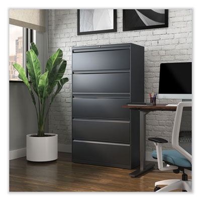 Alera Lateral File, 5 Legal/Letter/A4/A5-Size File Drawers, Charcoal, 36" x 18.63" x 67.63" (ALEHLF3667CC) ALEHLF3667CC