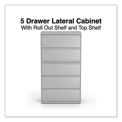 Alera Lateral File, 5 Legal/Letter/A4/A5-Size File Drawers, Light Gray, 36" x 18.63" x 67.63" (ALEHLF3667LG) ALEHLF3667LG
