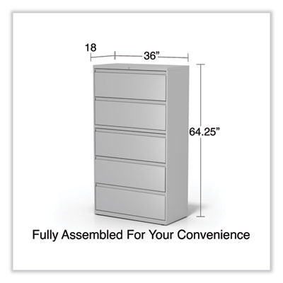 Alera Lateral File, 5 Legal/Letter/A4/A5-Size File Drawers, Light Gray, 36" x 18.63" x 67.63" (ALEHLF3667LG) ALEHLF3667LG