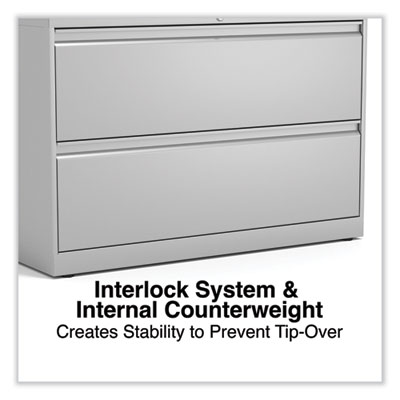Lateral File, 2 Legal/Letter-Size File Drawers, Light Gray, 42