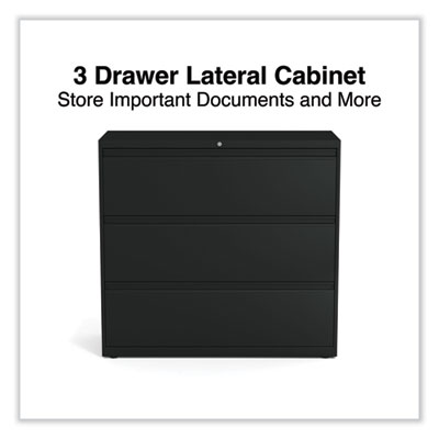 Alera Lateral File, 3 Legal/Letter/A4/A5-Size File Drawers, Black, 42" x 18.63" x 40.25" (ALEHLF4241BL) ALEHLF4241BL
