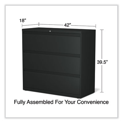 Alera Lateral File, 3 Legal/Letter/A4/A5-Size File Drawers, Black, 42" x 18.63" x 40.25" (ALEHLF4241BL) ALEHLF4241BL