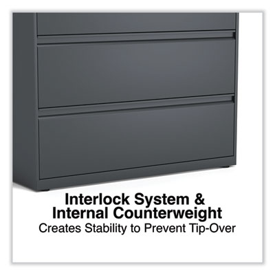 Lateral File, 3 Legal/Letter/A4/A5-Size File Drawers, Charcoal, 42