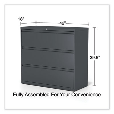 Alera Lateral File, 3 Legal/Letter/A4/A5-Size File Drawers, Charcoal, 42" x 18.63" x 40.25" (ALEHLF4241CC) ALEHLF4241CC
