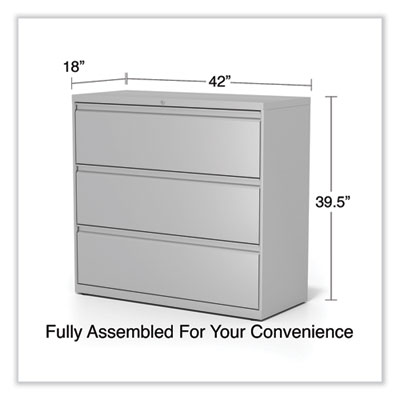 Lateral File, 3 Legal/Letter/A4/A5-Size File Drawers, Light Gray, 42