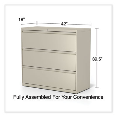 Lateral File, 3 Legal/Letter/A4/A5-Size File Drawers, Putty, 42
