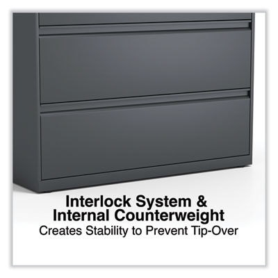Lateral File, 4 Legal/Letter/A4/A5-Size File Drawers, Charcoal, 42