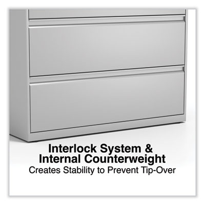 Lateral File, 4 Legal/Letter-Size File Drawers, Light Gray, 42