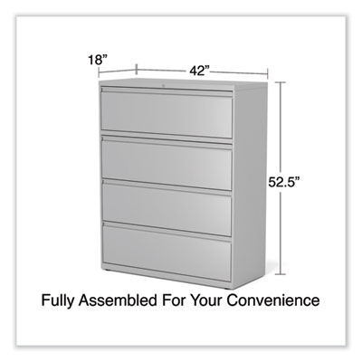 Lateral File, 4 Legal/Letter-Size File Drawers, Light Gray, 42