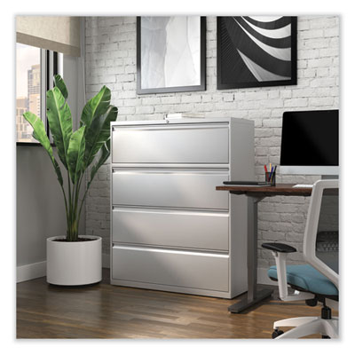 Lateral File, 4 Legal/Letter-Size File Drawers, Light Gray, 42