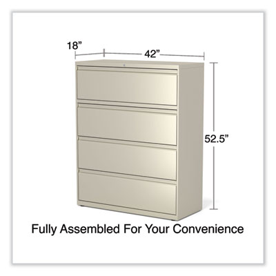 Lateral File, 4 Legal/Letter-Size File Drawers, Putty, 42