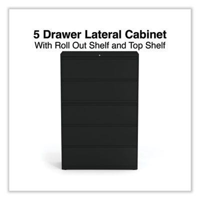 Lateral File, 5 Legal/Letter/A4/A5-Size File Drawers, Black, 42