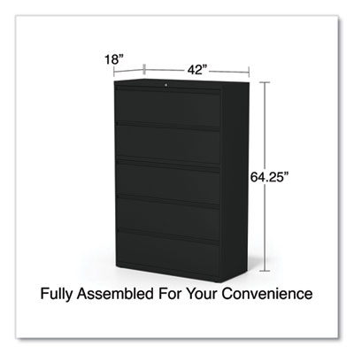 Lateral File, 5 Legal/Letter/A4/A5-Size File Drawers, Black, 42