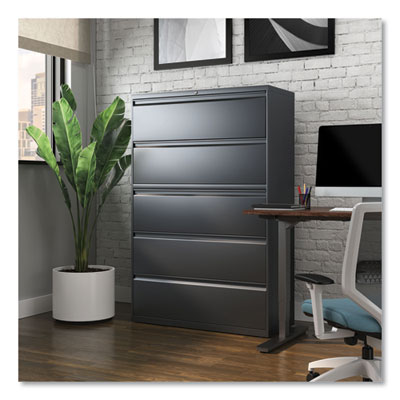 Lateral File, 5 Legal/Letter/A4/A5-Size File Drawers, Charcoal, 42
