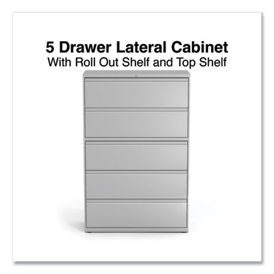 Alera Lateral File, 5 Legal/Letter/A4/A5-Size File Drawers, 1 Roll-Out Posting Shelf, Light Gray, 42" x 18.63" x 67.63" (ALEHLF4267LG) ALEHLF4267LG