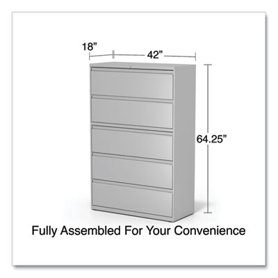 Lateral File, 5 Legal/Letter/A4/A5-Size File Drawers, 1 Roll-Out Posting Shelf, Light Gray, 42