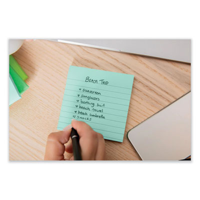 100% Recycled Paper Super Sticky Notes, Ruled, 4