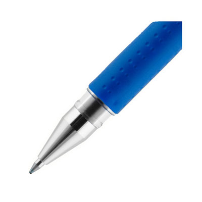 Signo GRIP Gel Pen, Stick, Medium 0.7 mm, Blue Ink, Clear/Blue/Silver Barrel, Dozen