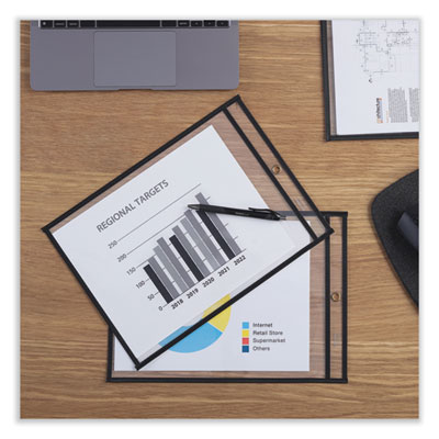 Heavyweight Ticket Holder, Top Load 9 x 12 Insert, Clear Front, Black Border, 25/Pack