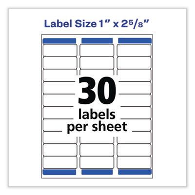 Removable Multi-Use Labels, Inkjet/Laser Printers, 1 x 2.63, White, 30/Sheet, 25 Sheets/Pack