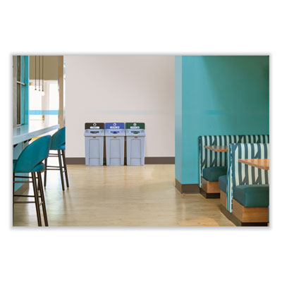 Slim Jim Recycling Station 1-Stream, Mixed Recycling Station, 33 gal, Resin, Gray