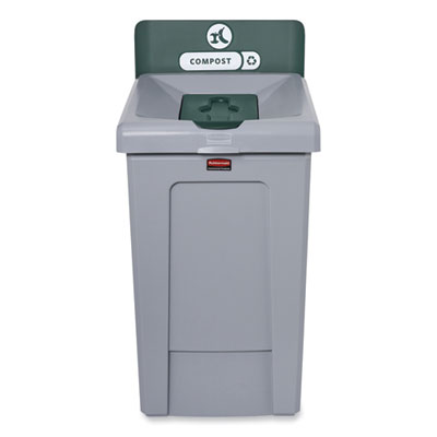 Slim Jim Recycling Station 1-Stream, Compost Collection Station, 33 gal, Resin, Gray