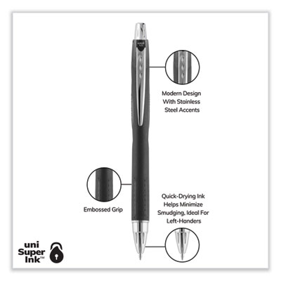 Jetstream Hybrid Gel Pen, Retractable, Bold 1 mm, Black Ink, Black/Silver Barrel