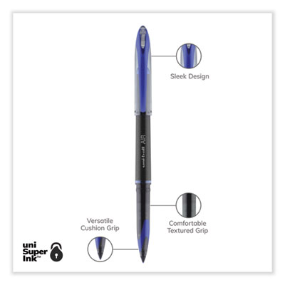 AIR Porous Rollerball Pen, Stick, Medium 0.7 mm, Blue Ink, Black/Blue Barrel, Dozen
