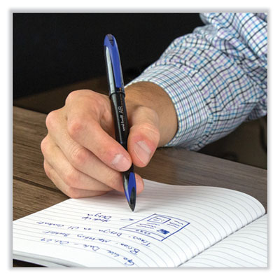 AIR Porous Rollerball Pen, Stick, Medium 0.7 mm, Blue Ink, Black/Blue Barrel, Dozen