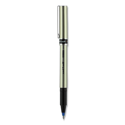 Deluxe Rollerball Pen, Stick, Fine 0.7 mm, Blue Ink, Champagne/Black/Blue Barrel, Dozen