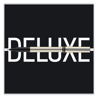 Deluxe Rollerball Pen, Stick, Fine 0.7 mm, Blue Ink, Champagne/Black/Blue Barrel, Dozen