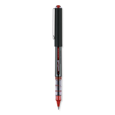 VISION Rollerball Pen, Stick, Extra-Fine 0.5 mm, Red Ink, Gray/Red/Clear Barrel, Dozen