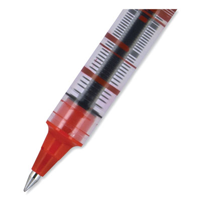 VISION Rollerball Pen, Stick, Extra-Fine 0.5 mm, Red Ink, Gray/Red/Clear Barrel, Dozen