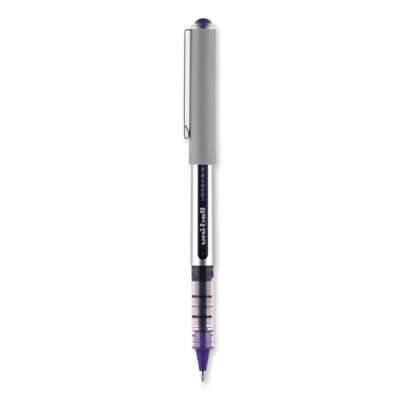 VISION Rollerball Pen, Stick, Fine 0.7 mm, Violet Ink, Silver/Violet/Clear Barrel, Dozen