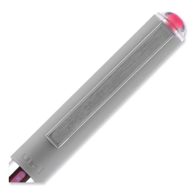 VISION Rollerball Pen, Stick, Fine 0.7 mm, Pink Ink, Silver/Pink/Clear Barrel, Dozen