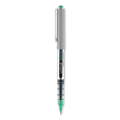 VISION Rollerball Pen, Stick, Fine 0.7 mm, Green Ink, Silver/Green/Clear Barrel, Dozen