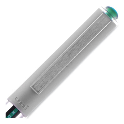 VISION Rollerball Pen, Stick, Fine 0.7 mm, Green Ink, Silver/Green/Clear Barrel, Dozen