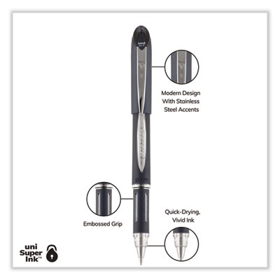 Jetstream Hybrid Gel Pen, Stick, Fine 0.7 mm, Black Ink, Black/Silver Barrel
