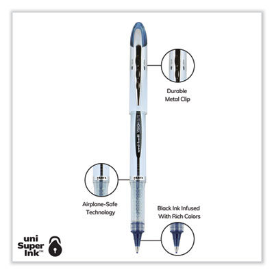 VISION ELITE BLX Series Hybrid Gel Pen, Stick, Bold 0.8 mm, Blue-Infused Black Ink, White/Blue/Clear Barrel