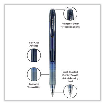 Chroma Mechanical Pencil, 0.7 mm, HB (#2), Black Lead, Cobalt Barrel, Dozen