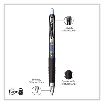 207 Ultra Micro Gel Pen, Retractable, Ultra-Micro 0.38 mm, Blue Ink, Clear/Black Barrel