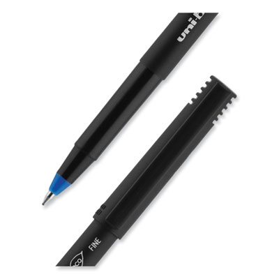 ONYX Rollerball Pen, Stick, Fine 0.7 mm, Blue Ink, Black/Blue Barrel, 72/Pack
