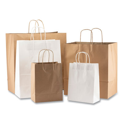 Kraft Paper Bags, Natural Twisted-Paper Handles, 8